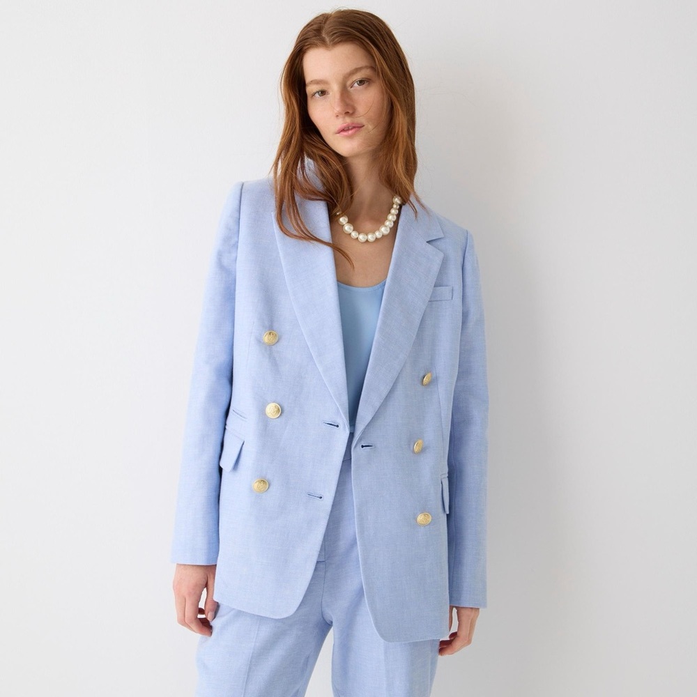 NWT JCREW BRISTOL BLAZER IN STRETCH LINEN BRIGHT PERI T12